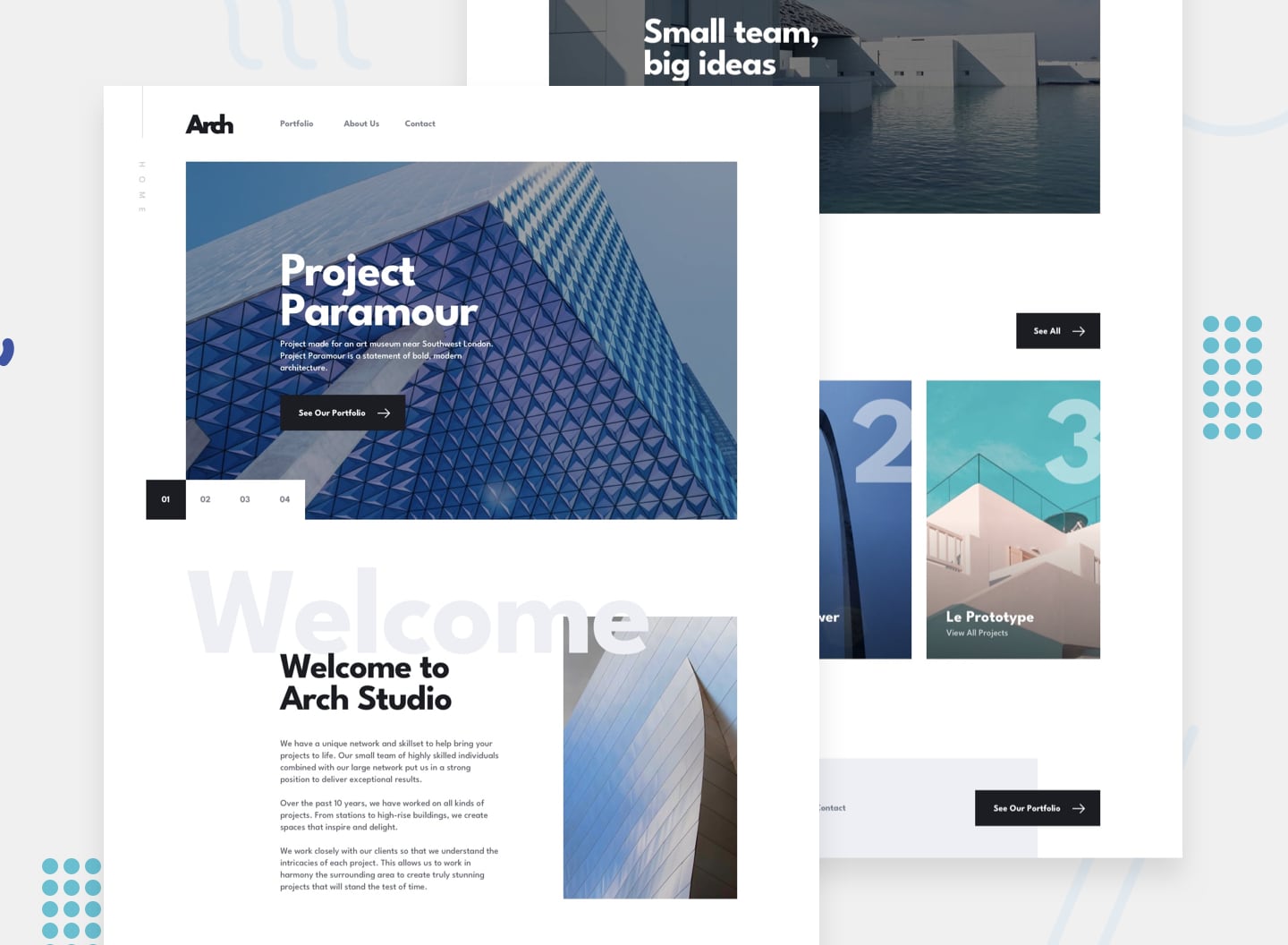 Design preview for the Arch Studio multi-page website coding challenge