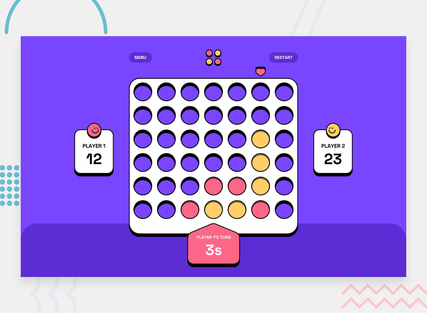 Design preview for the Connect Four game coding challenge
