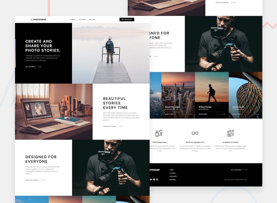 Design preview for the Photosnap Website coding challenge