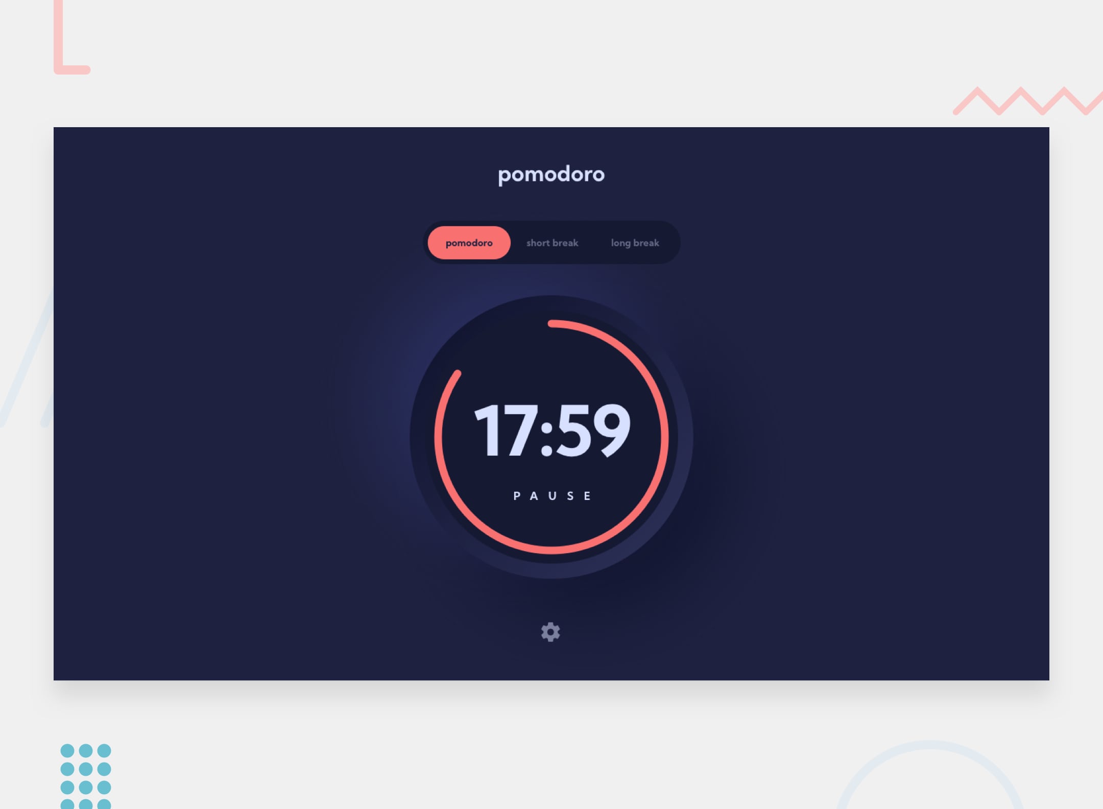 Design preview for the Pomodoro app coding challenge