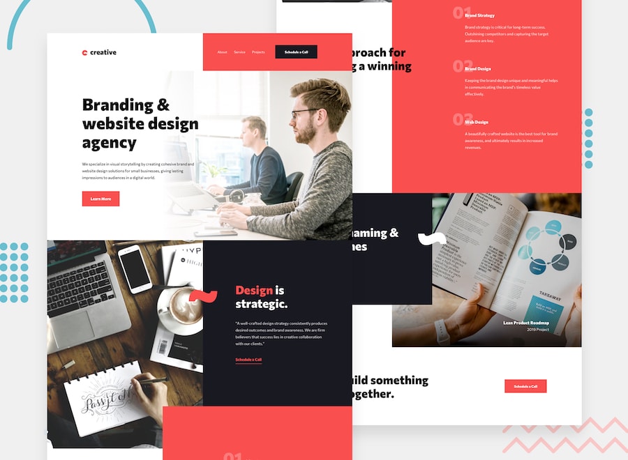 Design preview for the Creative agency single page site coding challenge